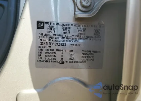 2014 Chevrolet Captiva Ls z USA, uszkodzony, nr VIN 3GNAL2EK1ES626083